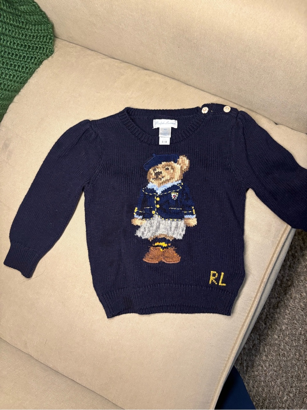 Wool Ralph Lauren Kids Navy Polo Bear Knit Sweater